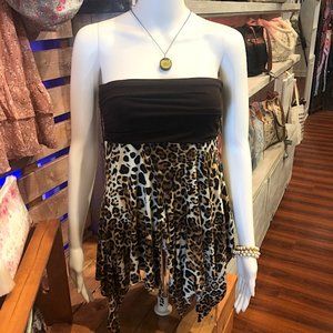 SALE!! - REDS Vintage top, strapless, ruched animal print, Size S